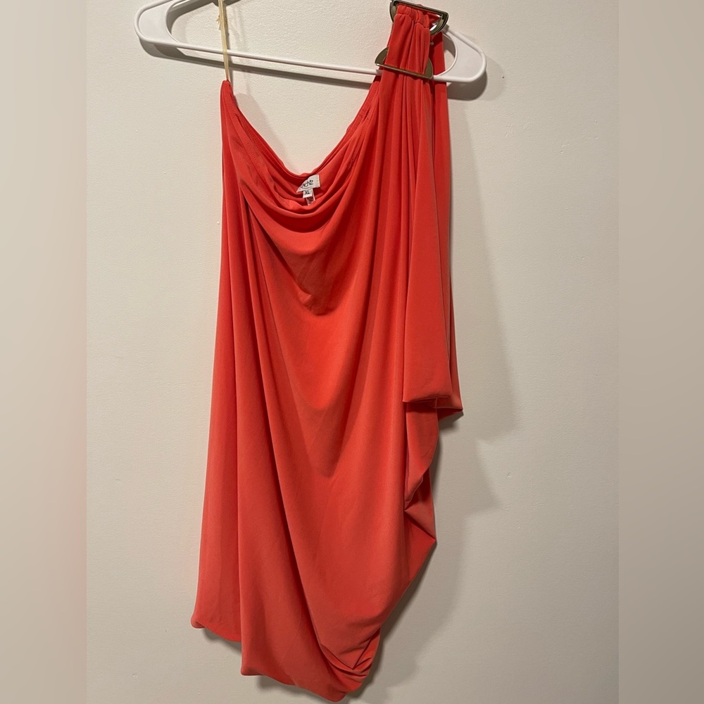 Beautiful Cache Peach One Sleeve Dress